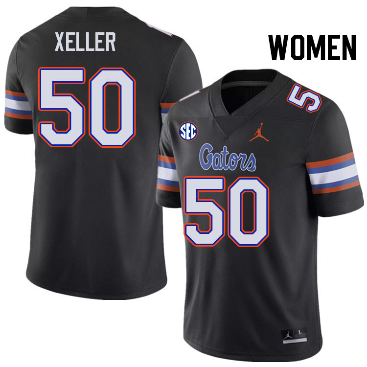 Women #50 Jake Xeller Florida Gators College Football Jerseys Stitched-Black